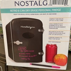 Nostalgia Retro 6-Can Personal Cooling and Heating Mini Refrigerator